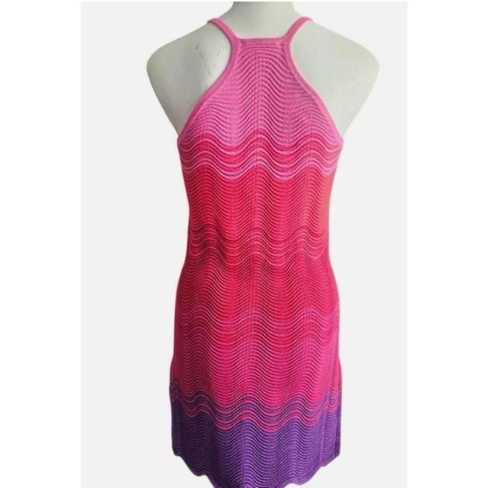 Torn By Ronny Kobo Hope Knit Dress Pink Red Metallic Halterneck L NWOT - Picture 2 of 6